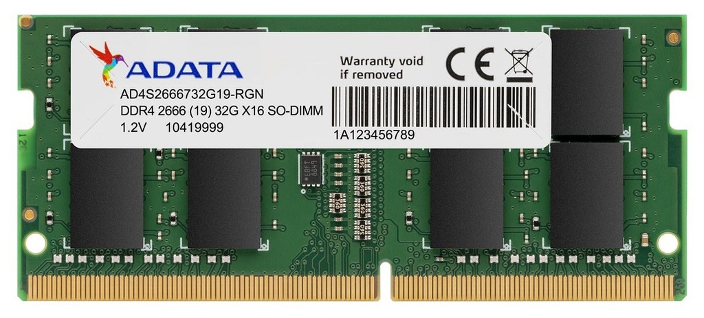 Memoria adata sodimm ddr4 8gb pc4-21300 2666mhz cl19 260pin 1.2v laptop