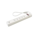 Multicontacto con supresor de picos 450 joules, voltaje de entrada: 127 vca nema 5-15p, con 6 salidas nema 5-15r. 