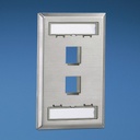 Placa de pared vertical, salida para 2 puertos keystone, con espacios para etiquetas, de acero inoxidable 