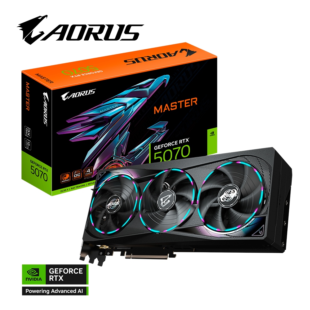 Tarjeta de Video Gigabyte NVIDIA AORUS GeForce RTX 5070 MASTER / 12GB / 192-bit GDDR7 / PCI Express x16 5.0 / GV-N5070AORUS M-12GD