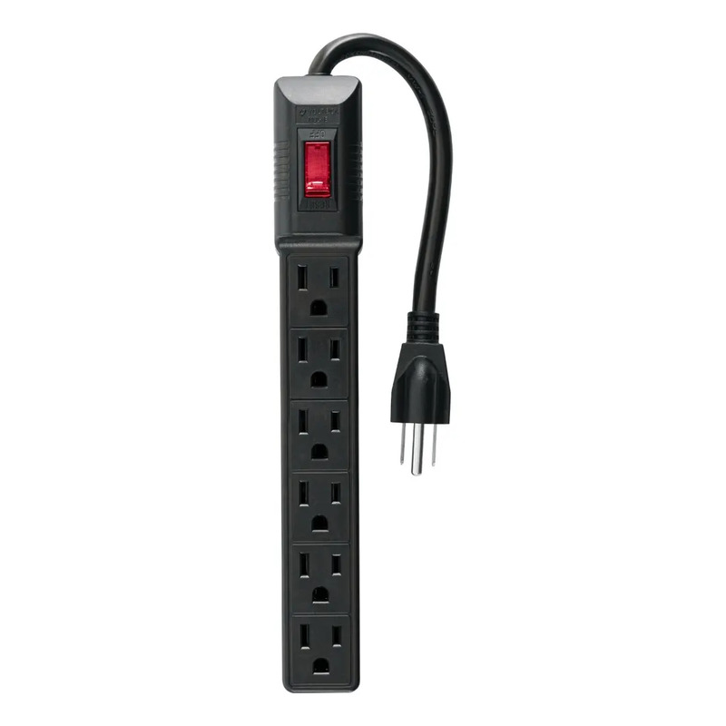 Multicontacto 6 Entradas Volteck MUL-6EN color Negro 