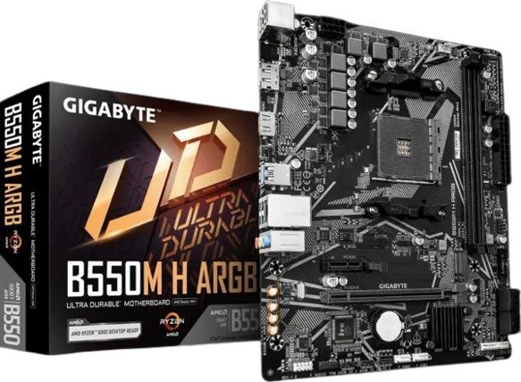 Tarjeta madre gigabyte b550m h argb rev1.0 socket am4 2 ddr4 3200mhz hdmi dp micro atx argb