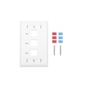 Placa de pared, de 3 puertos, keystone, con espacio para etiqueta - color blanco
