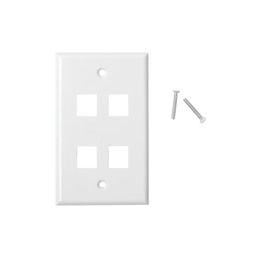 Placa de pared de 4 puertos, keystone, color blanco 