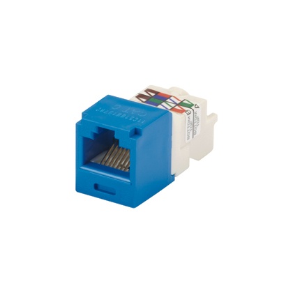 Conector jack rj45 estilo tp, mini-com, categoría 6, de 8 posiciones y 8 cables, color azul