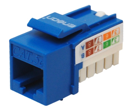 Conector modular jack rj45 enson epro-jack5e-bl serie pro, posicion vertical cat5e color azul compatible con placas enson epro-f