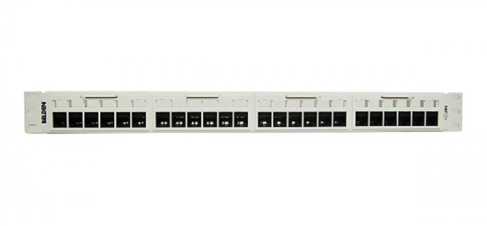 Patch panel, revconnect cat6 belden rv6ppf1u24wh 24 puertos rj45 (precargado) color blanco 1 unidad de rack herramienta compatib