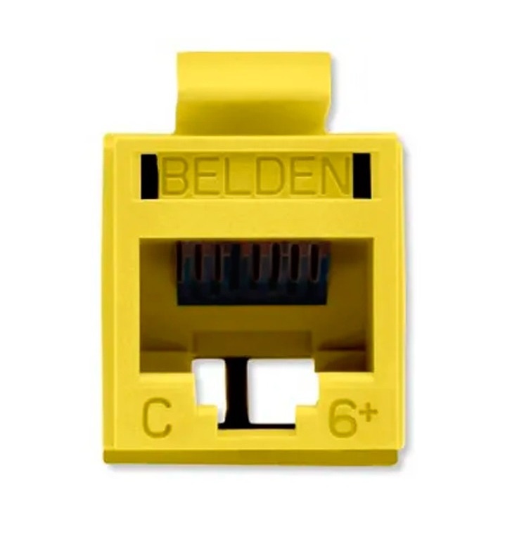 Conector modular jack rj45 cat6 revconnect belden rv6mjkuyl-s1 estilo keyconnect amarillo compatible con faceplate ax102660,ax10