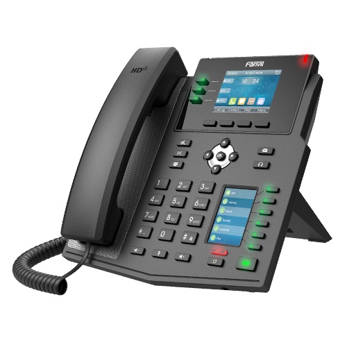Teléfono ip empresarial con estándares europeos, 12 lineas sip con pantalla a color, 30 teclas dss/blf, puertos gigabit, ipv6, o