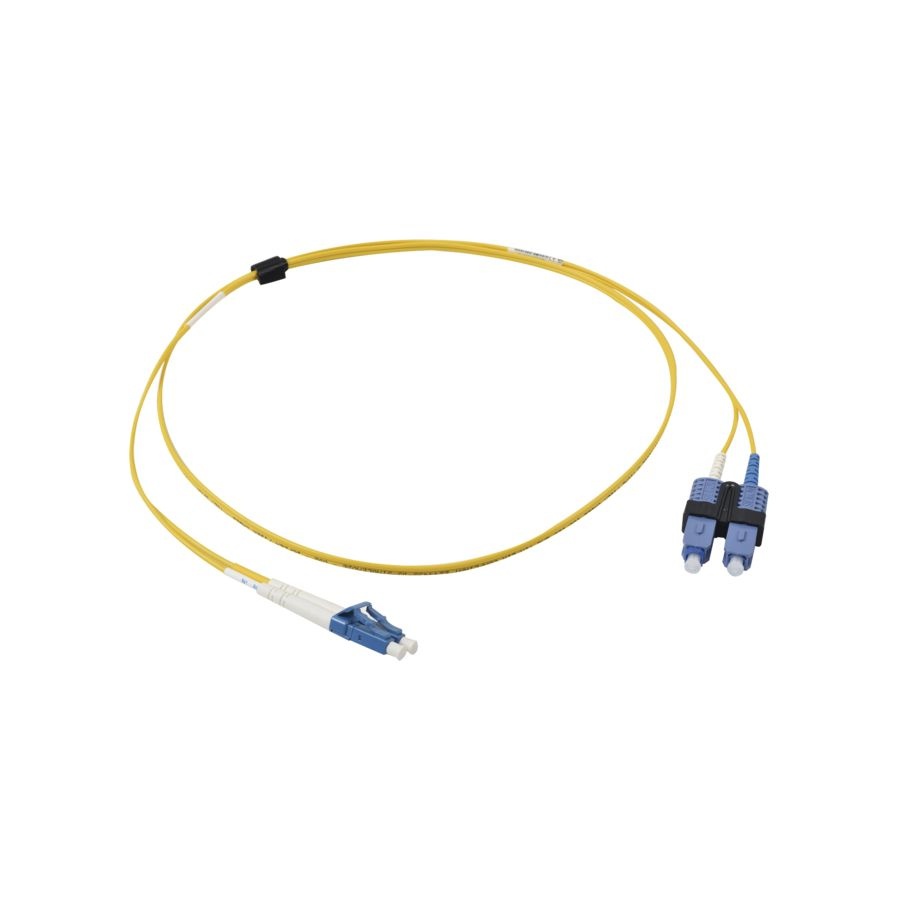 Jumper de fibra óptica monomodo (os2), xglo, lc/upc-sc/upc duplex, ofnr, color amarillo, 5 metros