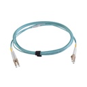 Jumper de fibra óptica multimodo 50/125 xglo om4, lc-lc duplex, ofnr, color aqua, 3 metros