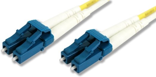 Jumper de fibra óptica monomodo (os2), xglo, riser, lc/upc-lc/upc duplex, ofnr, color amarillo, 1 metro