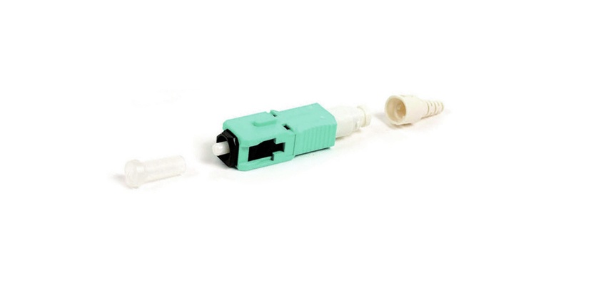 Conector de fibra óptica pre-pulido lightbow sc simplex, multimodo 50/125 (om3/om4), re-terminable, color aqua