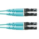 Jumper de fibra optica multimodo 50/125 om3, lc-lc duplex, ofnr (riser), color aqua, 1 metro