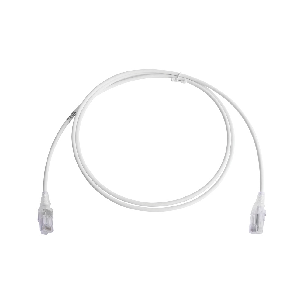 Patch cord mc6 modular cat6 utp, cm/ls0h, 5ft, color blanco, diámetro reducido (28awg), versión bulk (sin empaque individual)