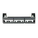 Panel de parcheo modular (sin conectores), de 12 puertos mini-com, instalación en pared con montaje incluido, color negro
