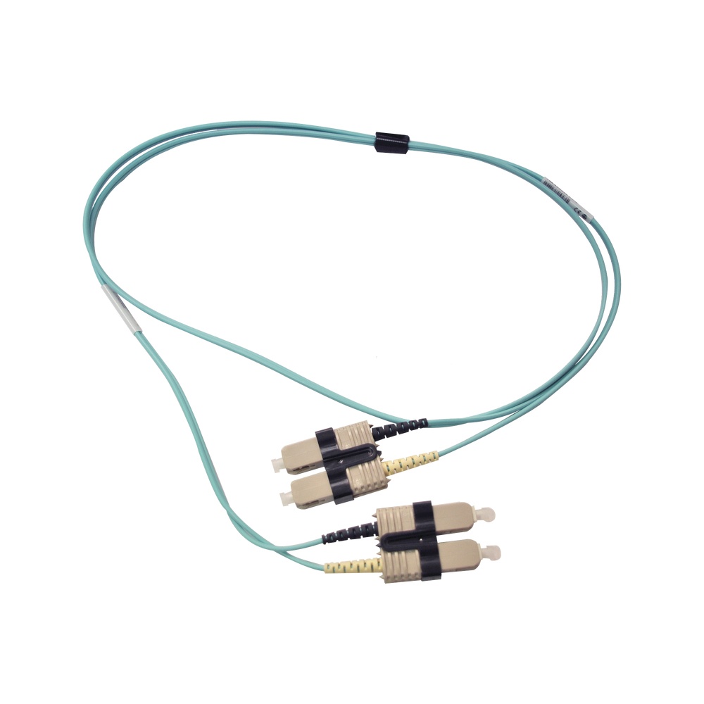 Jumper de fibra óptica multimodo 50/125 om3 xglo, sc-sc duplex, ofnr, color aqua, 1 metro
