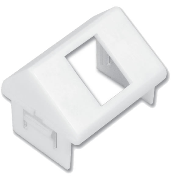 Adaptador para placa de pared ct, de una salida, angulado, color blanco