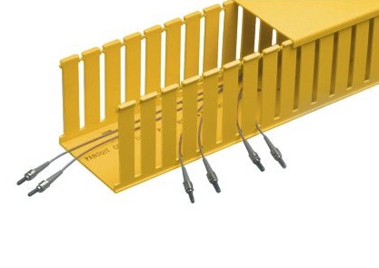 Canaleta ranurada de pvc sin tapa, fiber-duct™, 4 in de ancho, 4 in de alto y 1828.8 mm de largo, color amarillo