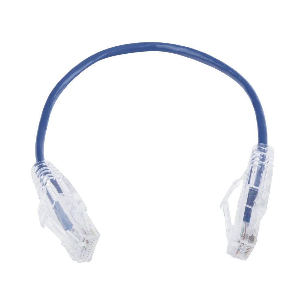 Cable de parcheo slim utp cat6 - 20 cm azul diámetro reducido (28 awg)
