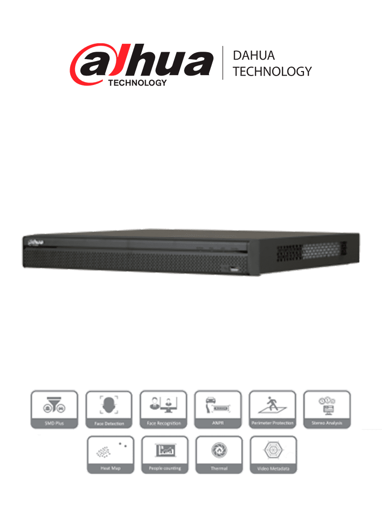 Dahua dhi-nvr5216-8p-4ks2 - nvr de 16 canales 4k/ h.265+/ rendimiento de 320 mbps/ 8 puertos poe soportan epoe/ 2 bahías de disc