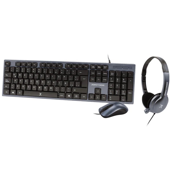 Teclado Mouse y Audífonos 3.5mm Perfect Choice Azul