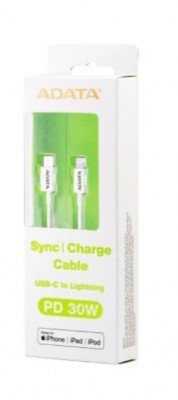 [WIR4700] Cable adata lightning macho - usb tipo c macho, 1 metro, para ipad, iphone, ipod, amficpl-1m-cwh blanco