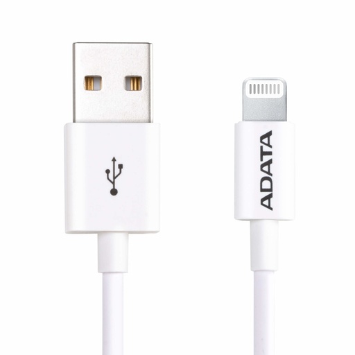 [WIR4701] Cable adata lightning macho - usb a macho, 1 metro, para ipad, iphone, ipod, blanco