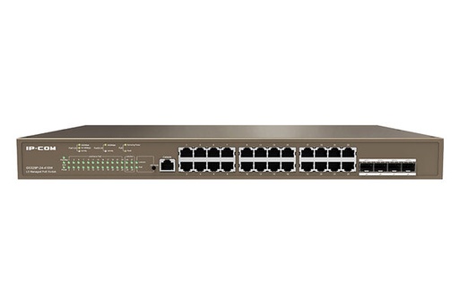 [NET6546] Switch IP-COM Gigabit Ethernet G5328P-24-410W, 24 Puertos PoE 10/100/1000Mbps + 4 Puertos SFP, 56Gbit/s, 16.000 Entradas - Administrable