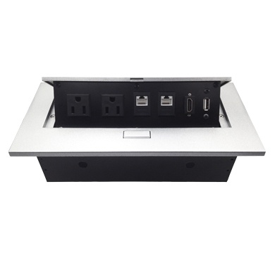 [ACC702162] Caja brobotix para mesa hdmi x1, usb x1, corriente x2, rj45 cat6 x2, plata