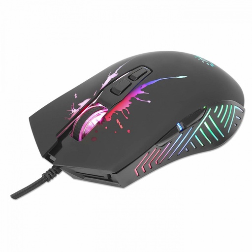 [KNM181688] Mouse Gamer Ergonómico Manhattan 190220, Alámbrico, Óptico, 7.200DPI, USB-A, Negro