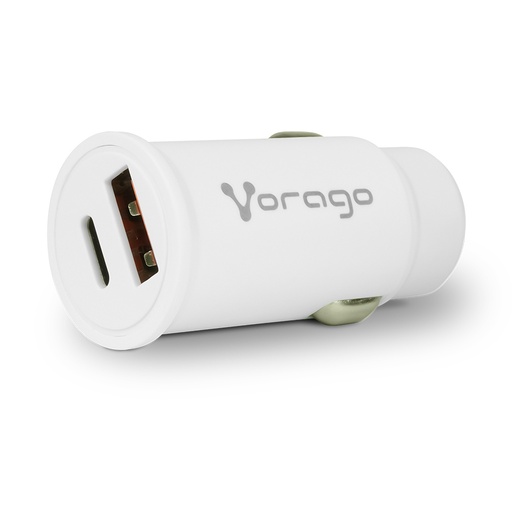 [ACC702338] Cargador Para Auto Vorago AU-305-WH Tipo C USB Tipo C USB Carga Rápida Blanco