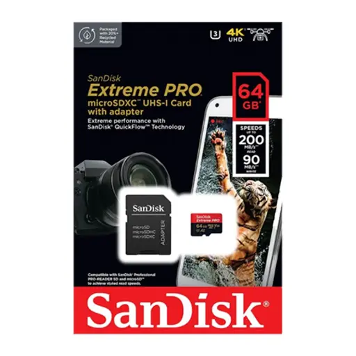 [SNR87040] Memoria sandisk extreme pro 64gb micro sdxc 200mb s 4k clase 10 a2 v30 c
