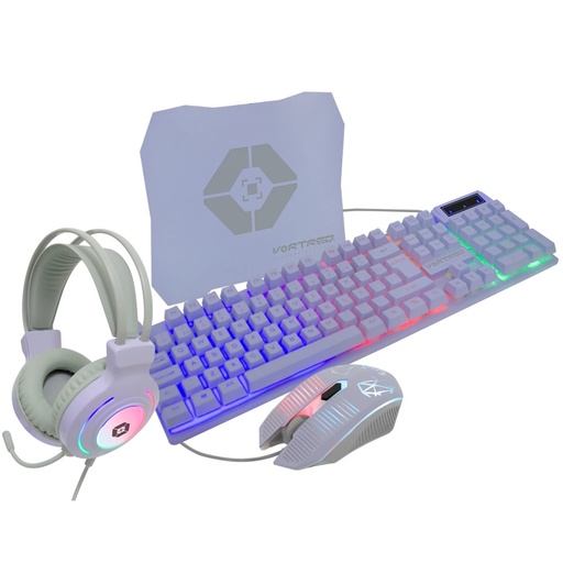 [ACC702479] Kit Gamer de Teclado Mouse Audífonos y Mousepad Vortred Alámbrico USB