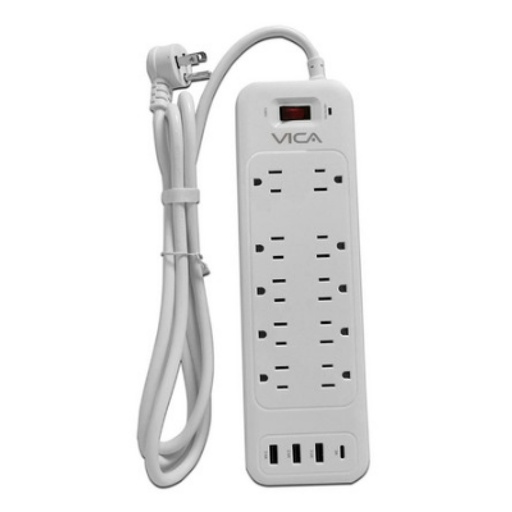 [POW53397] Barra Multicontacto con Puertos USB 9P Vica SUPVIC060 10x NEMA 5-15R 3xs USB-A y 1x USB-C