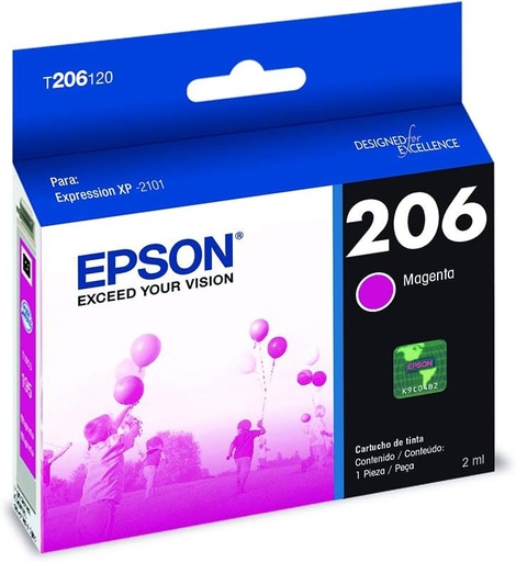 [PRI6096] Cartucho De Tinta Epson T206 Magenta Para Expression XP-2101 Rinde 200 Páginas