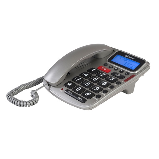 [TEL103985] Teléfono alámbrico steren teclado grande/pantalla luz led color negro