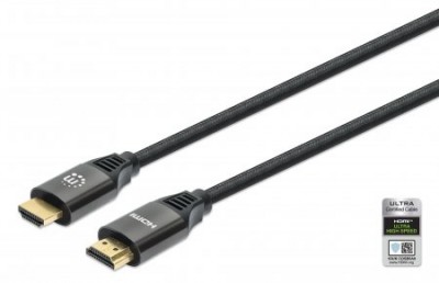 [WIR4753] Cable manhattan hdmi certificado ultra alta velocidad 8k a 60hz/4k a 120hz c/ethernet 1m color negro