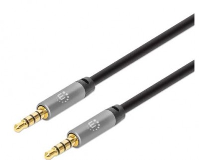 [WIR4754] Cable manhattan auxiliar audio estéreo 3.5mm 5m color negro-plata