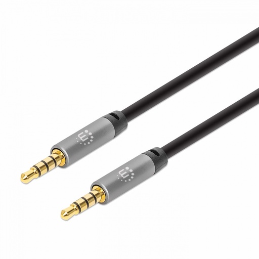 [WIR4754] Manhattan Cable AUX 3.5mm Macho - 3.5mm Macho, 5 Metros, Negro/Plata