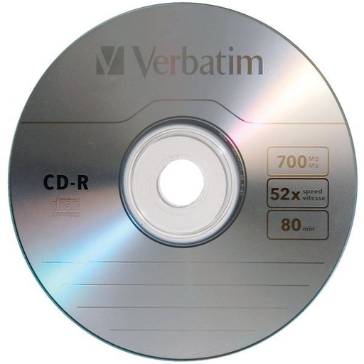 [SNR87124] Disco compacto verbatim cd-r 80min 700mb 52x paquete c/50 pzas