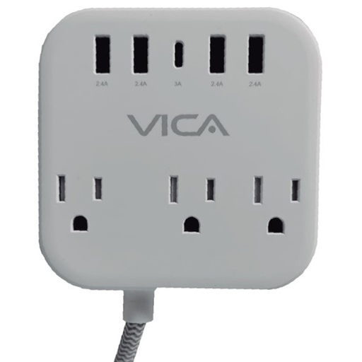 [POW53422] Supresor de Picos Vica EX7P 3 Contactos 4x USB-A 1X USB-C 125V