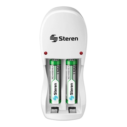 [ELE34805] Mini Cargador de Pilas AA y AAA Steren CRG-005 Incluye 2 pilas AAA