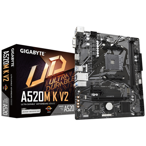 [MOB70321] Tarjeta madre gigabyte a520m k v2, skt am4, 4 sata3/1 m.2, 2 ddr4, 6 usb 3.2, 6 usb 2.0, hdmi/vga, matx