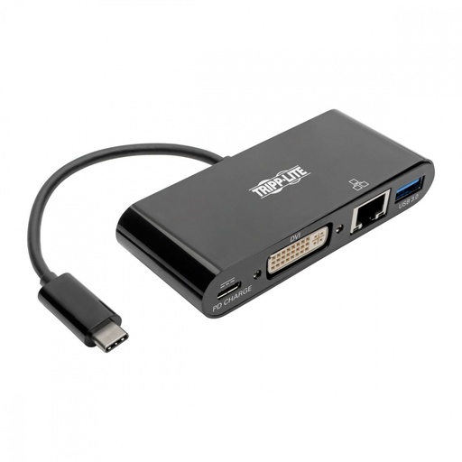 [ACC702709] Adaptador multipuerto tripp lite usb-c/dvi/usb-a/gbe carga pd color negro