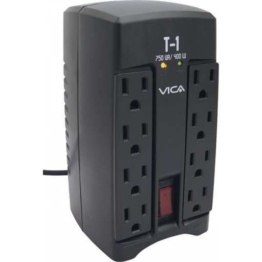 [ACC702712] Regulador Vica Electrónico T-1 Voltaje 750VA/400W 8 Contactos Indicadores LED