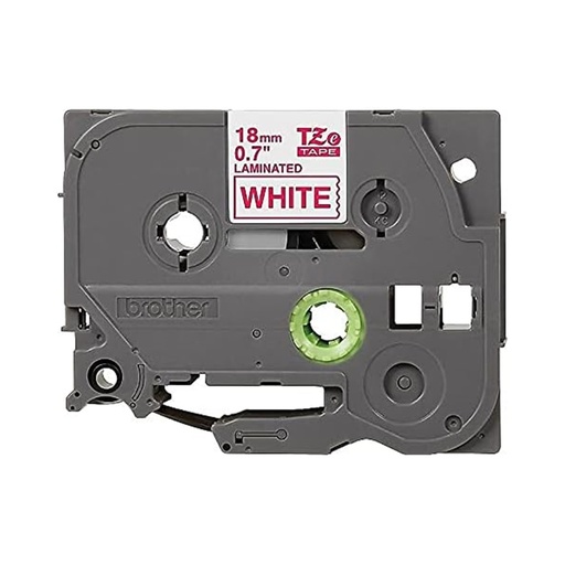[PRI6305] Cinta Brother TZE242 Laminada Texto Rojo Fondo Blanco 18mmx8m