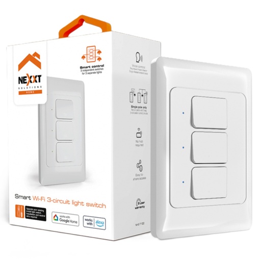 [ELE34825] Interruptor de Luz Inteligente Nexxt Solutions NHE-T100 3 Botones WiFi