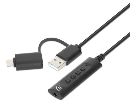 [ACC702741] Manhattan Adaptador de Audio USB C/USB A Macho - 3.5mm Hembra, Negro