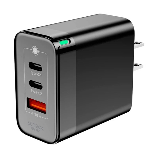 [ACC702760] Cargador De Pared Acteck AC-935579 CP65W 65W 1x USB A 2x USB C